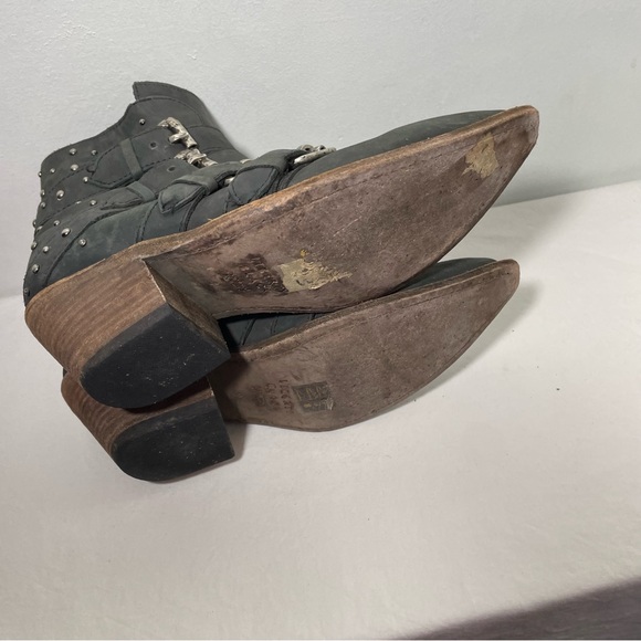 Liberty Black Amy Western Leather Rocker Stud Ankle Boots - Picture 11 of 14